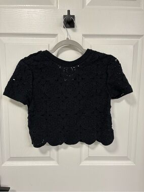 Abercrombie Black Crochet Short Sleeve Top